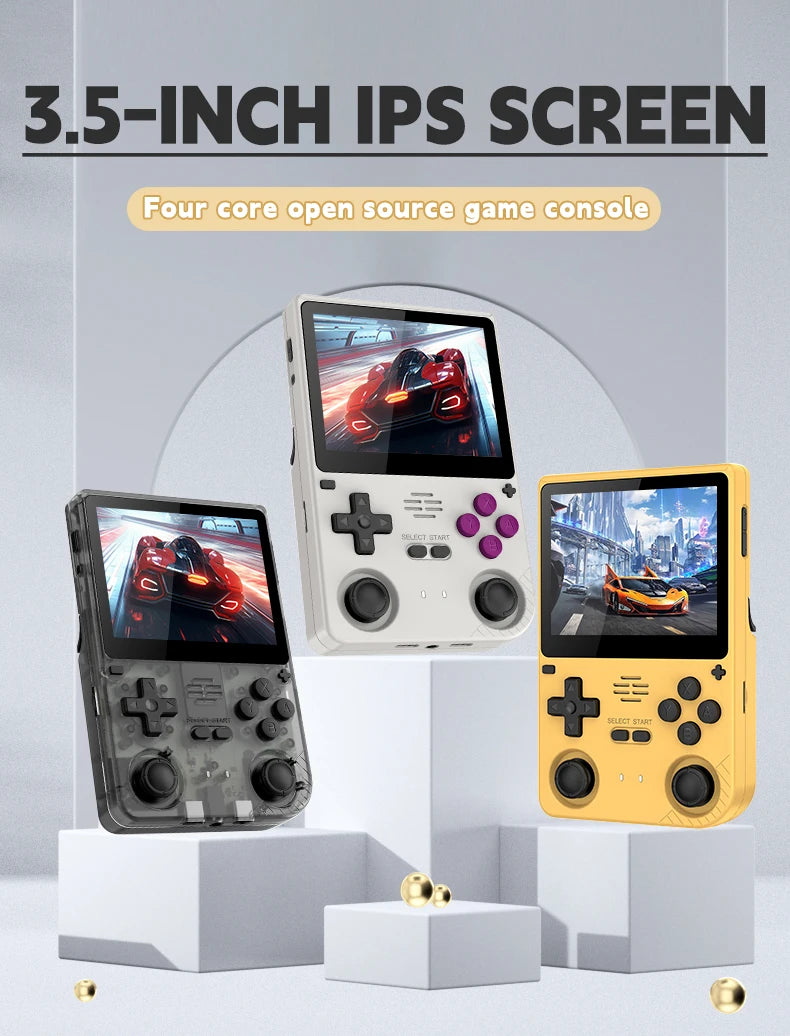 POWKIDDY V20 128G Retro Handheld Game Console with A133Plus Chip 5000mAh Battery 3.5 Inch IPS HD Screen and Gift Retro Stickers