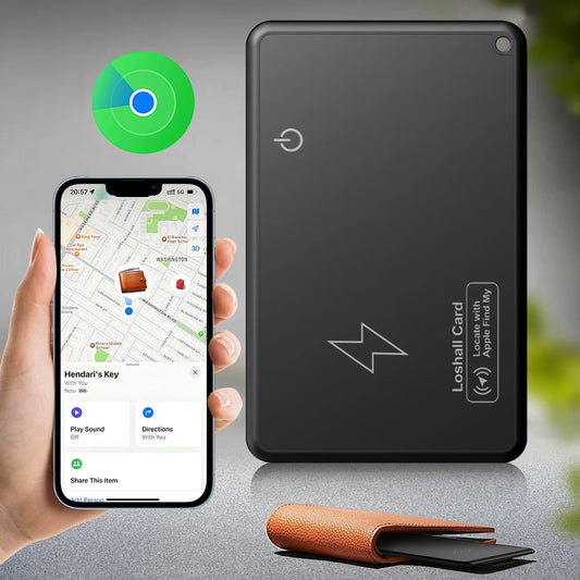 Wireless Charging GPS Locator Work with Apple Find My App Thin GPS Item Finder Smart Card Tracker for Luggage Tag Purse Passport