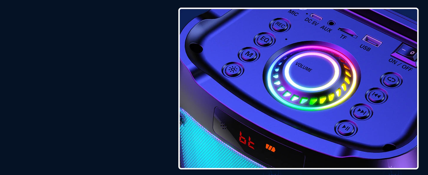 Wireless Bluetooth Speaker, Karaoke Machine with 2 Microphone, Home Karaoke System with LED Party Light, Remote Control