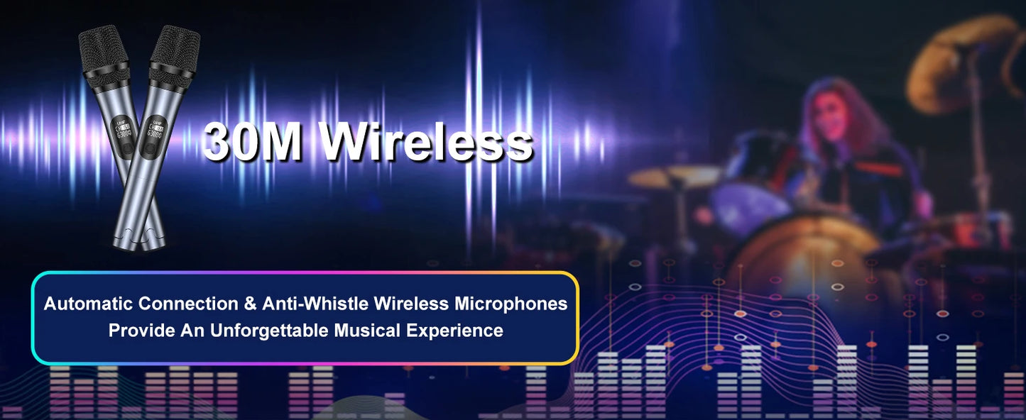 Wireless Bluetooth Speaker, Karaoke Machine with 2 Microphone, Home Karaoke System with LED Party Light, Remote Control