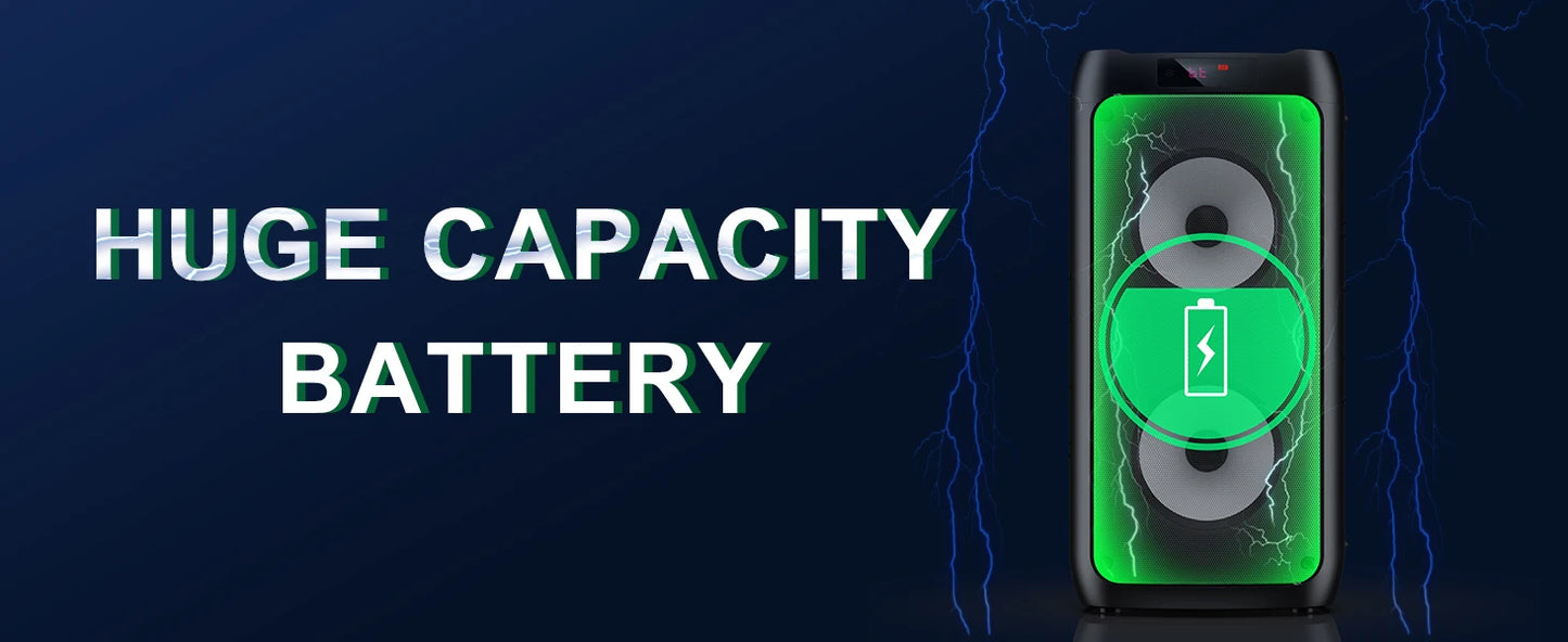 Wireless Bluetooth Speaker, Karaoke Machine with 2 Microphone, Home Karaoke System with LED Party Light, Remote Control