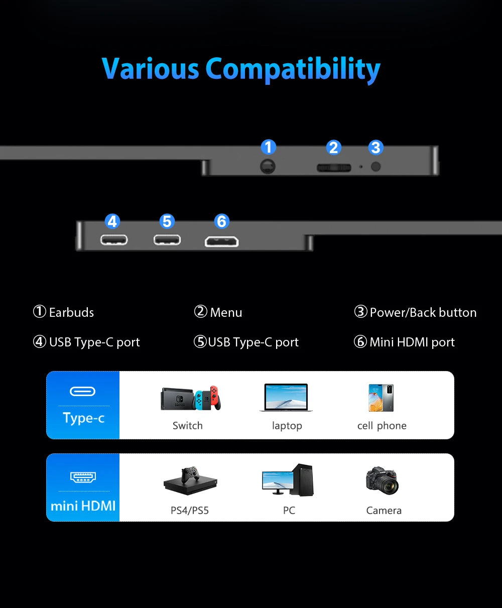 UPERFECT 2.5K Portable Monitor 16 Inch 2560x1600 100%sRGB IPS HDR USB-C HDMI Second Laptop Computer Gaming Display Travel Screen