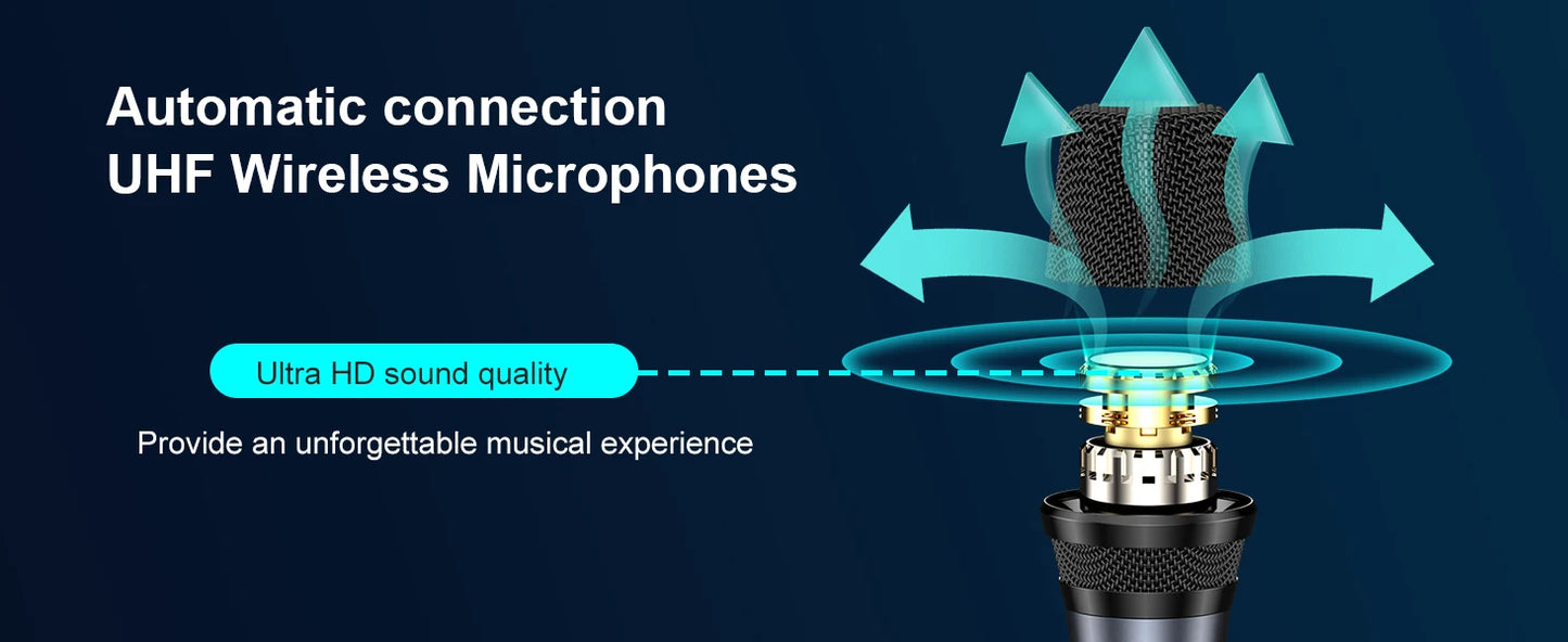 Wireless Bluetooth Speaker, Karaoke Machine with 2 Microphone, Home Karaoke System with LED Party Light, Remote Control