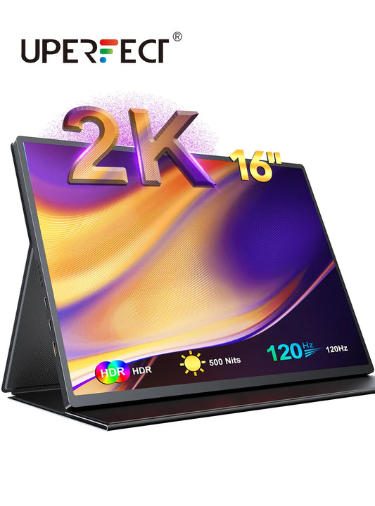 UPERFECT 2.5K Portable Monitor 16 Inch 2560x1600 100%sRGB IPS HDR USB-C HDMI Second Laptop Computer Gaming Display Travel Screen