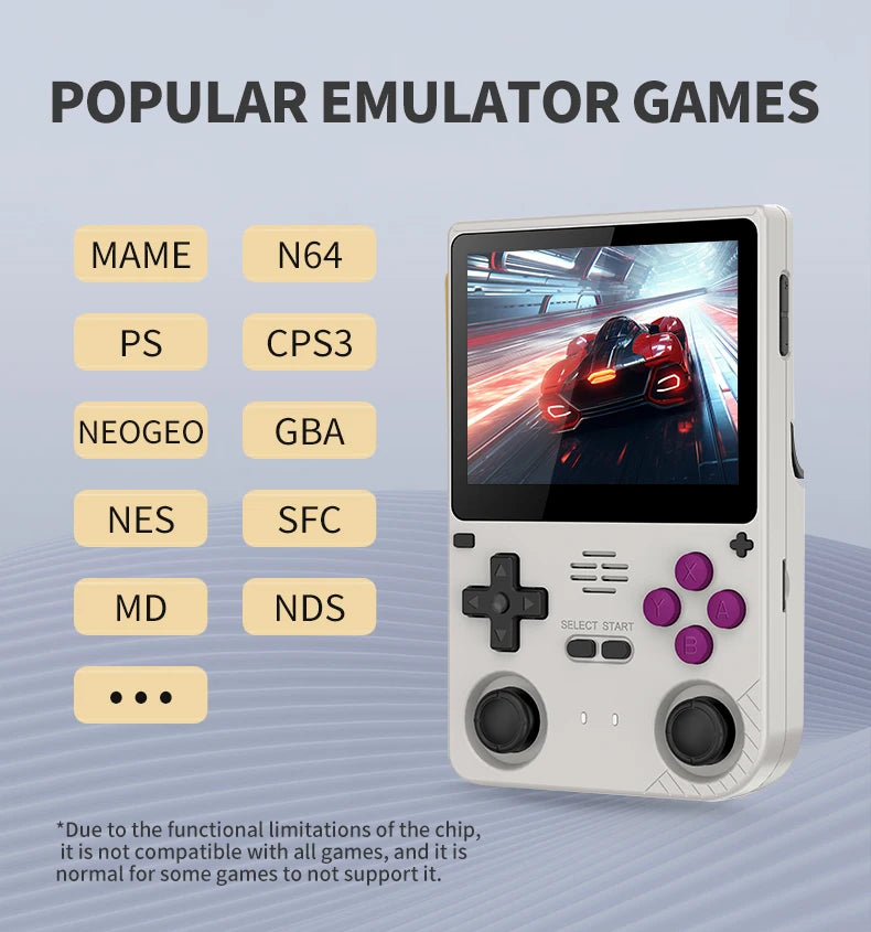 POWKIDDY V20 128G Retro Handheld Game Console with A133Plus Chip 5000mAh Battery 3.5 Inch IPS HD Screen and Gift Retro Stickers