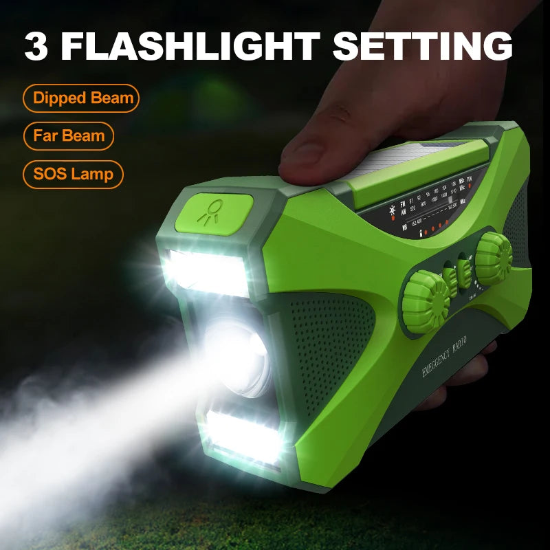 Emergency Radio Solar Hand Crank Radio Portable Radio with Phone Charger LED Flashlight Rechargeable Weather Radio for Outdoors