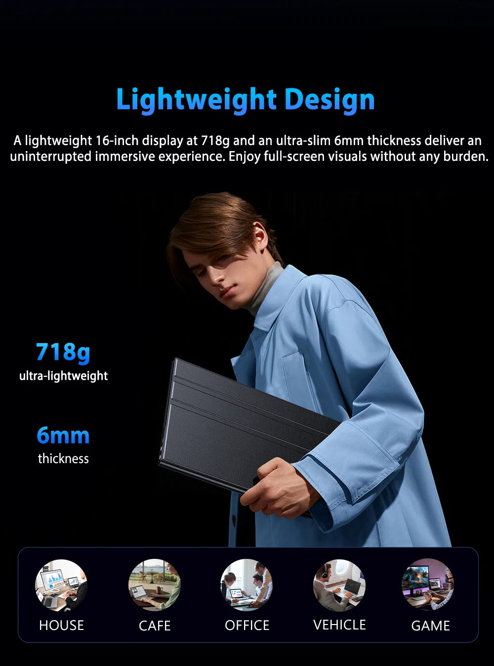 UPERFECT 2.5K Portable Monitor 16 Inch 2560x1600 100%sRGB IPS HDR USB-C HDMI Second Laptop Computer Gaming Display Travel Screen