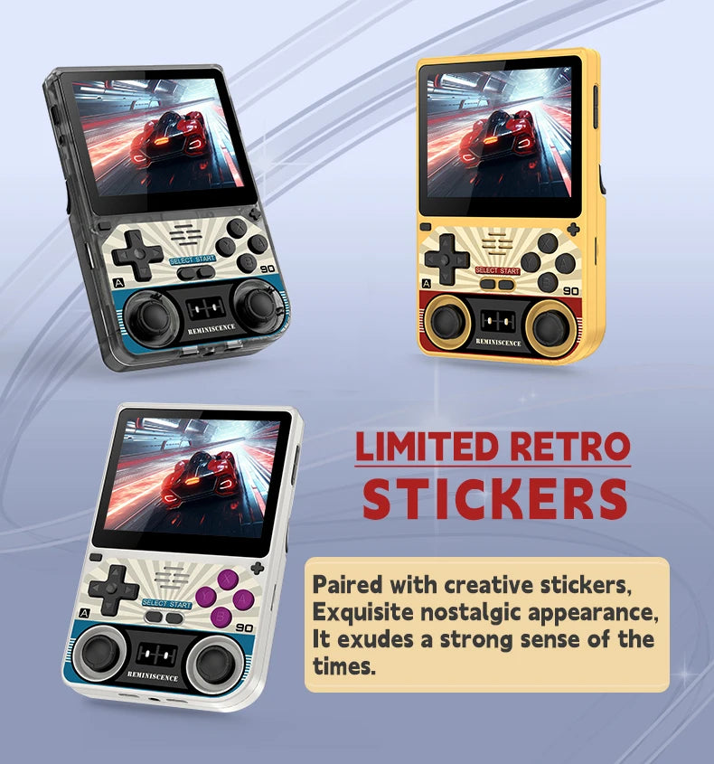 POWKIDDY V20 128G Retro Handheld Game Console with A133Plus Chip 5000mAh Battery 3.5 Inch IPS HD Screen and Gift Retro Stickers