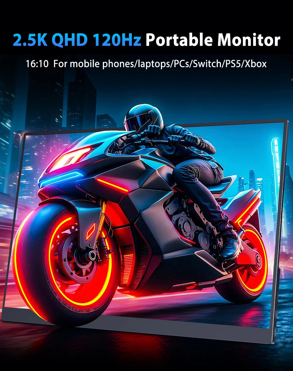 UPERFECT 2.5K Portable Monitor 16 Inch 2560x1600 100%sRGB IPS HDR USB-C HDMI Second Laptop Computer Gaming Display Travel Screen