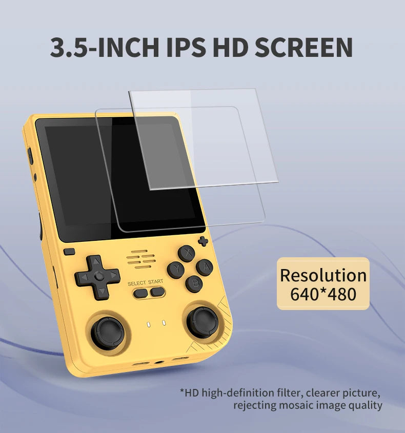 POWKIDDY V20 128G Retro Handheld Game Console with A133Plus Chip 5000mAh Battery 3.5 Inch IPS HD Screen and Gift Retro Stickers
