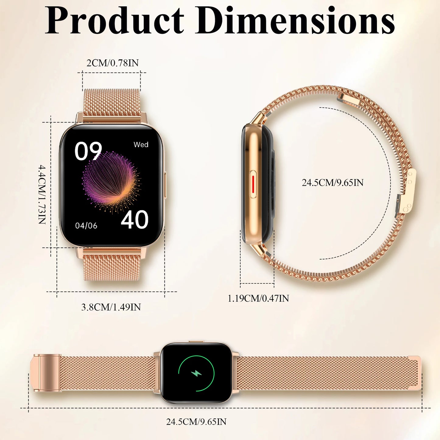 1.85" Smart Watch(Answer & Make Call) Message Alerts/Sports Fitness smartwatch For iPhone/Android, Perfect Gift