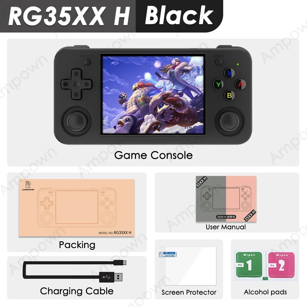 ANBERNIC RG35XX H Handheld Game Console 3.5''IPS Screen HDMI Output Linux System RG35XXH Retro Video Simulator Console Kids Gift