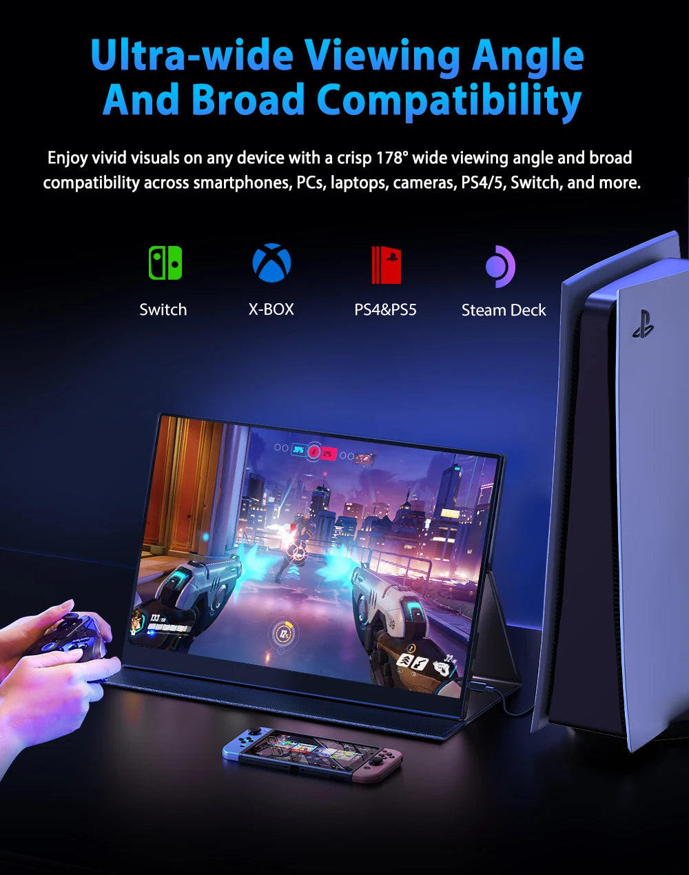 UPERFECT 2.5K Portable Monitor 16 Inch 2560x1600 100%sRGB IPS HDR USB-C HDMI Second Laptop Computer Gaming Display Travel Screen