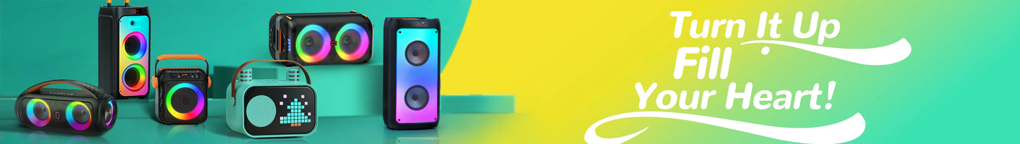 Wireless Bluetooth Speaker, Karaoke Machine with 2 Microphone, Home Karaoke System with LED Party Light, Remote Control