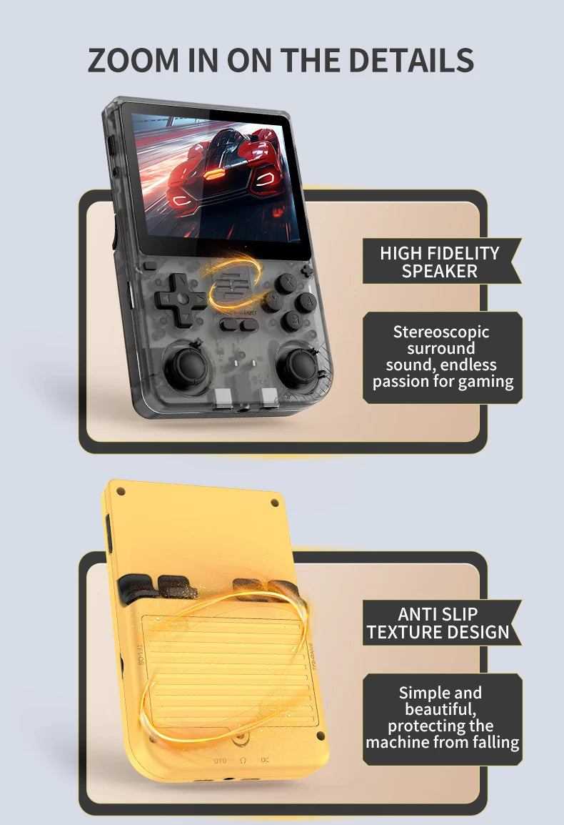 POWKIDDY V20 128G Retro Handheld Game Console with A133Plus Chip 5000mAh Battery 3.5 Inch IPS HD Screen and Gift Retro Stickers