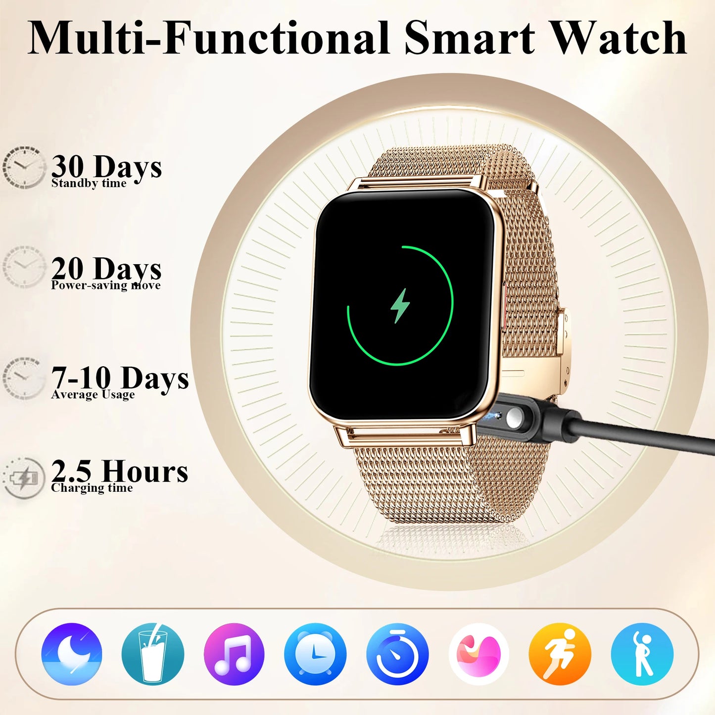 1.85" Smart Watch(Answer & Make Call) Message Alerts/Sports Fitness smartwatch For iPhone/Android, Perfect Gift