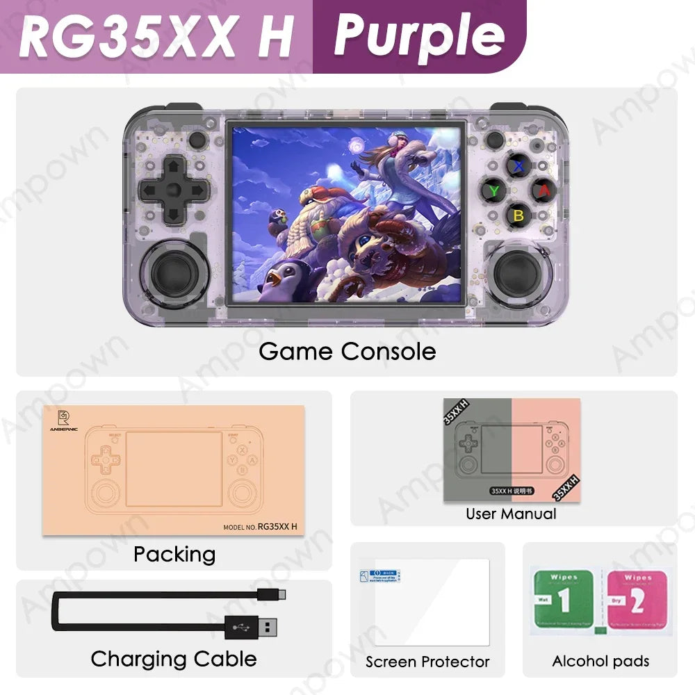 ANBERNIC RG35XX H Handheld Game Console 3.5''IPS Screen HDMI Output Linux System RG35XXH Retro Video Simulator Console Kids Gift