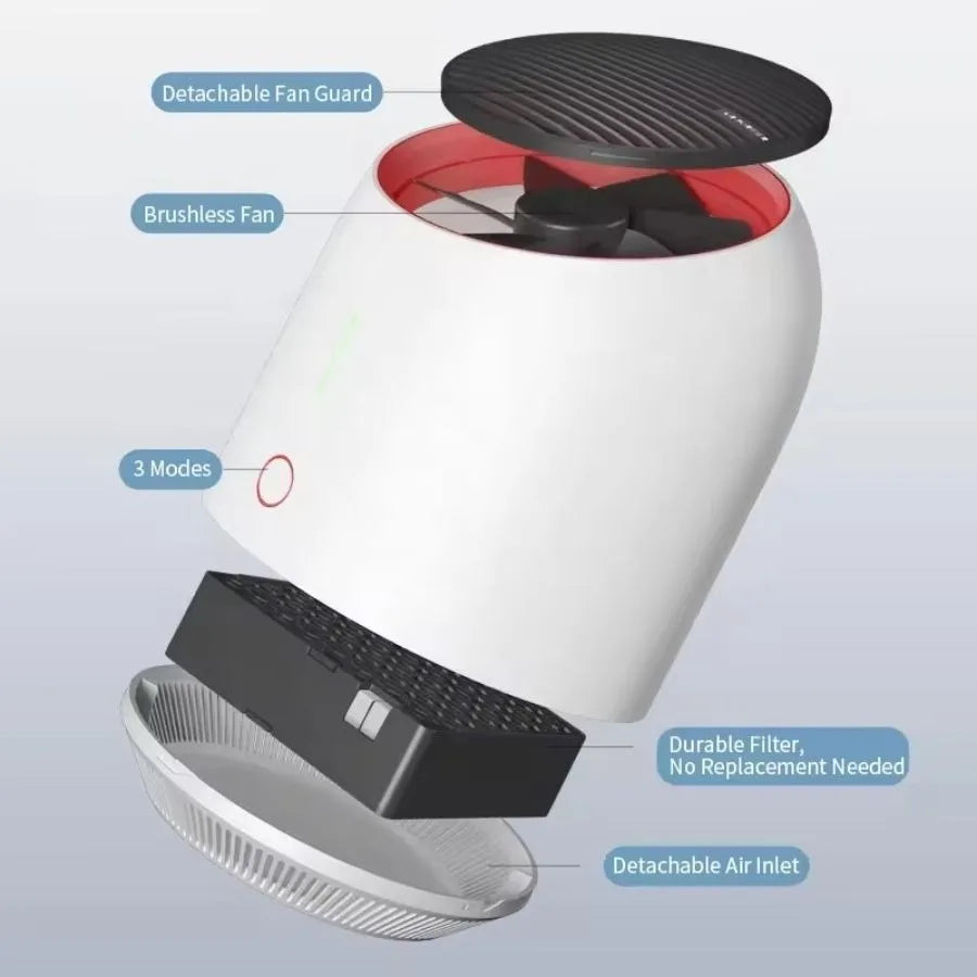 Portable Air Purifier 4000mAh Battery USB Rechargable Air Cleaner Desktop Electronic Filter Portable Negative Ion Remove Activa