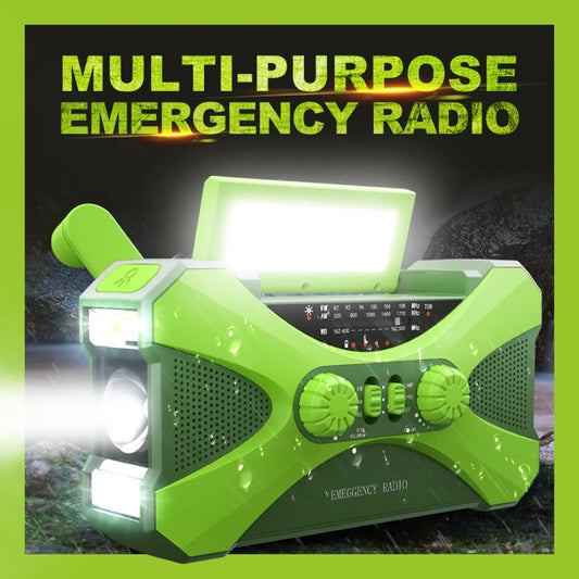 Emergency Radio Solar Hand Crank Radio Portable Radio with Phone Charger LED Flashlight Rechargeable Weather Radio for Outdoors