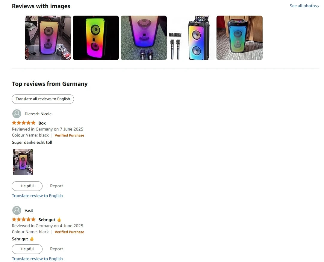 Wireless Bluetooth Speaker, Karaoke Machine with 2 Microphone, Home Karaoke System with LED Party Light, Remote Control