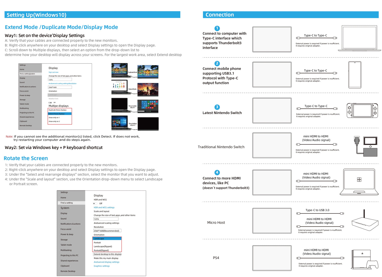 UPERFECT 2.5K Portable Monitor 16 Inch 2560x1600 100%sRGB IPS HDR USB-C HDMI Second Laptop Computer Gaming Display Travel Screen
