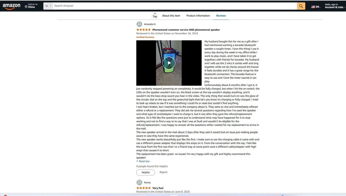 Wireless Bluetooth Speaker, Karaoke Machine with 2 Microphone, Home Karaoke System with LED Party Light, Remote Control