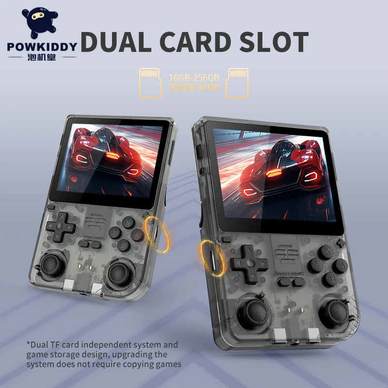 POWKIDDY V20 128G Retro Handheld Game Console with A133Plus Chip 5000mAh Battery 3.5 Inch IPS HD Screen and Gift Retro Stickers